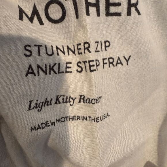 Mother Jeans The Stunner Zip Ankle Step Fray Jeans Light Kitty Racer Size 28 - Picture 8 of 16